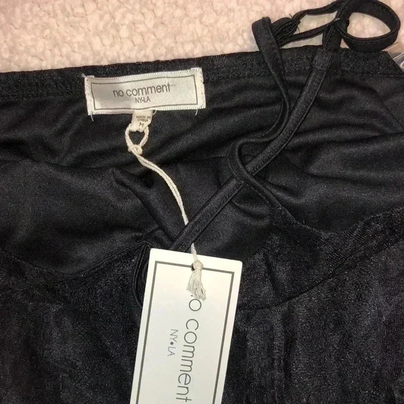 No Comment Black Long Lace Slip Dress Size Medium NWT - Picture 4 of 6